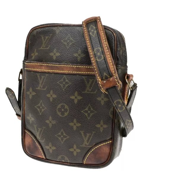 LOUIS VUITTON Danube Shoulder Bag Monogram Leather Brown France M45266 61YF386 - Picture 1 of 15